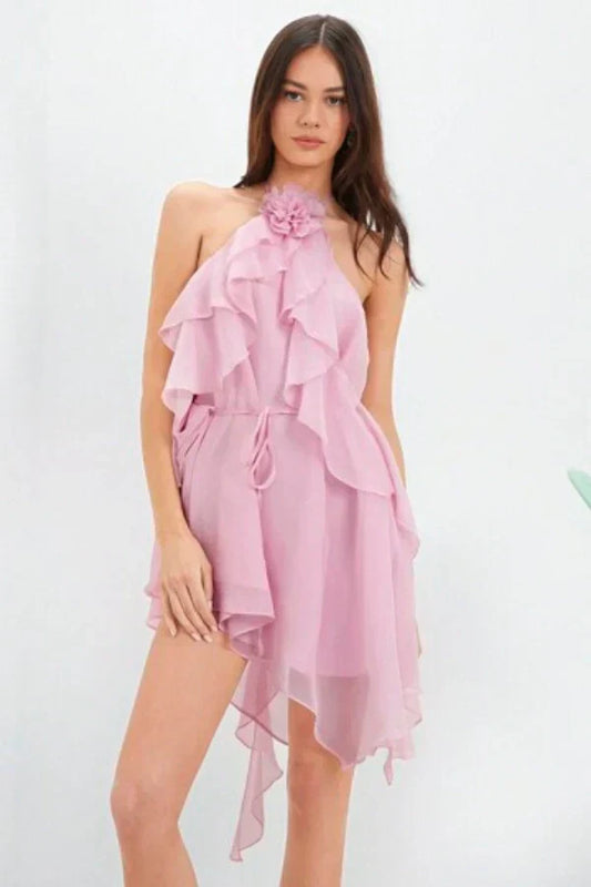 Anaëlle | Robe asymétrique à col noué pour un style féminin et raffiné