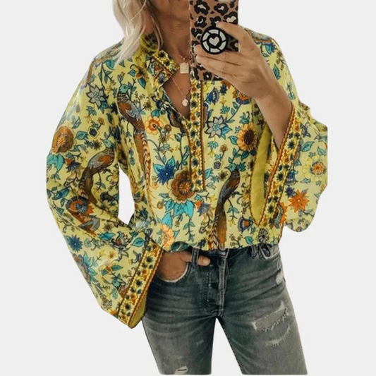 Ophélie | Blouse Bohème Fluide à Fleurs et Charme Naturel