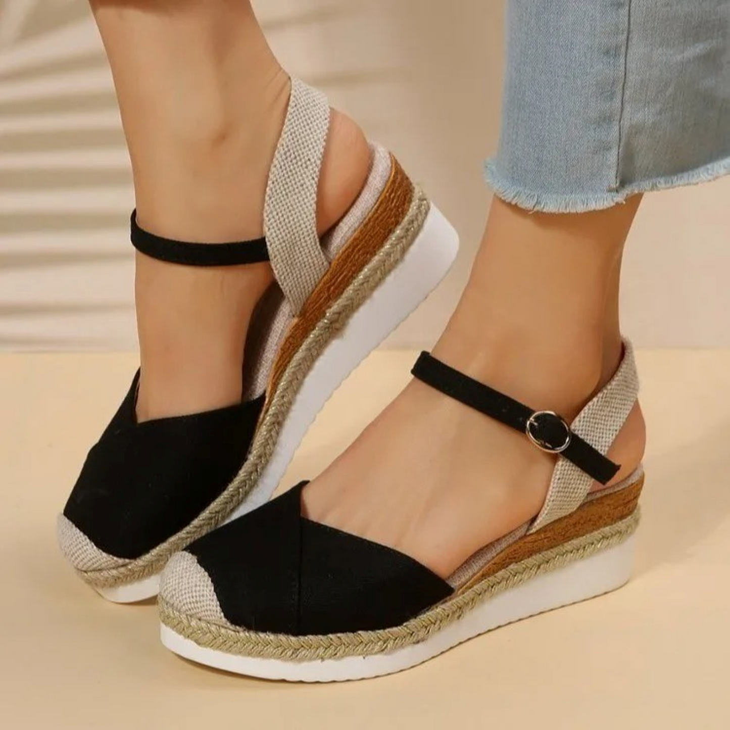 Anaïs | Sandales espadrilles à brides et semelle compensée