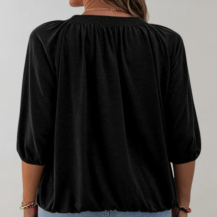 Célestine | Blouse légère à fronces et manches 3/4 pour femme