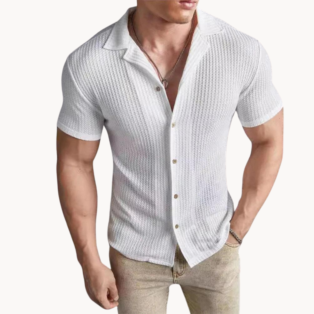 Enzo | Chemise à Col Ouvert en Maille Structurée pour Homme
