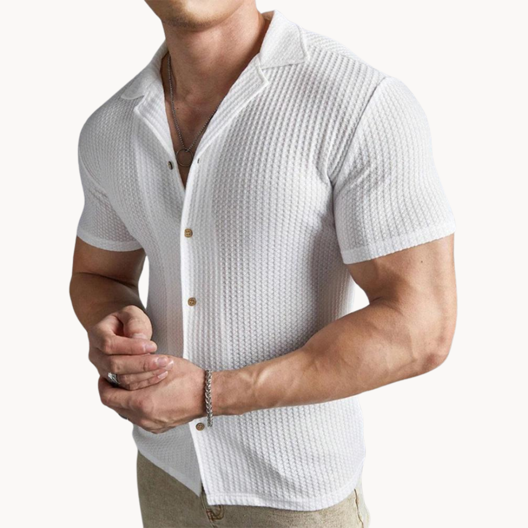 Enzo | Chemise à Col Ouvert en Maille Structurée pour Homme