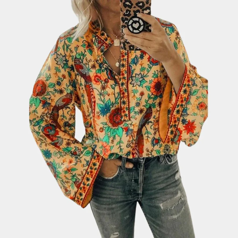 Ophélie | Blouse Bohème Fluide à Fleurs et Charme Naturel