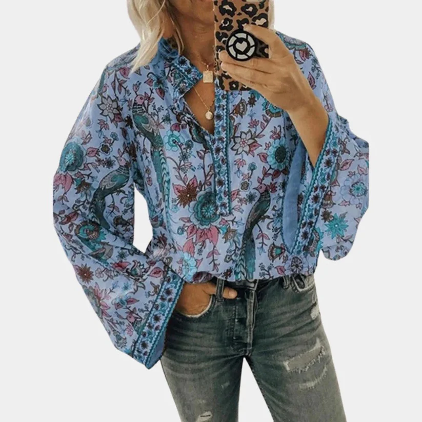 Ophélie | Blouse Bohème Fluide à Fleurs et Charme Naturel