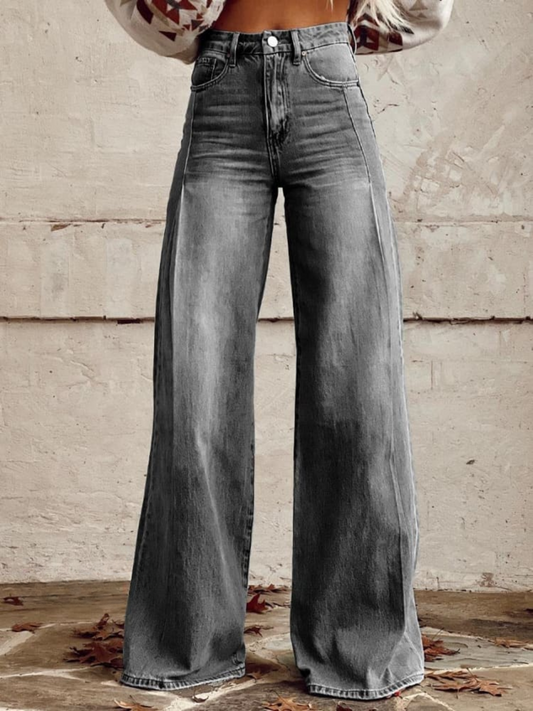 Jean évasé taille haute pour femme
