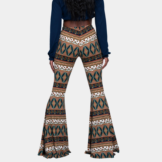 Alina | Pantalon Évasé Femme Imprimé à Taille Haute