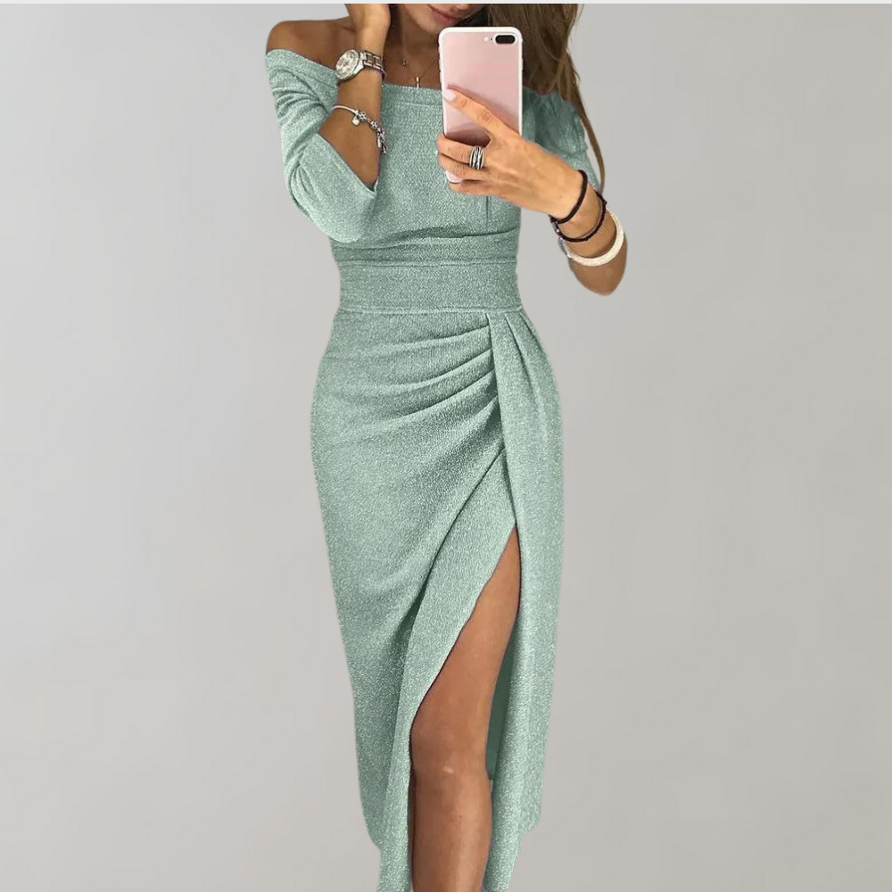 Amaya | Robe Longue Pailletée à Manches Courtes pour Femme