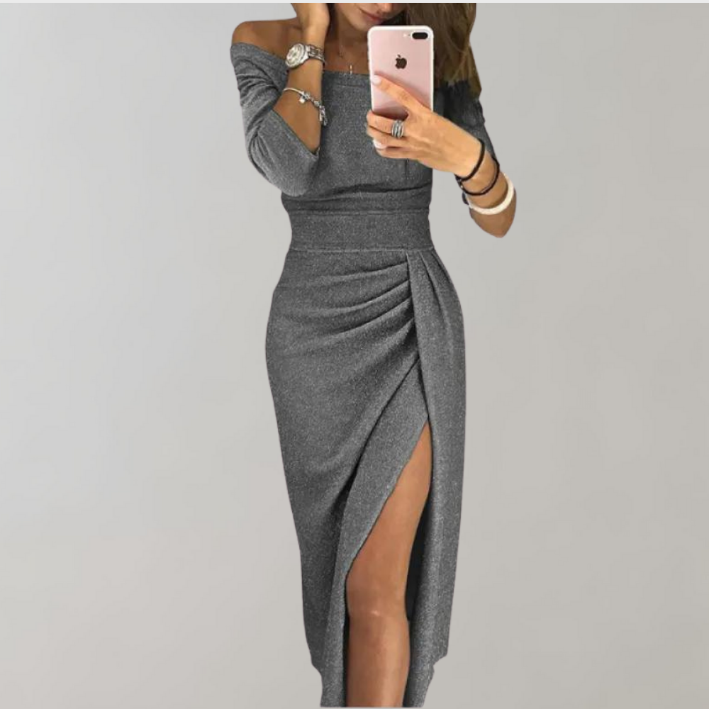 Amaya | Robe Longue Pailletée à Manches Courtes pour Femme