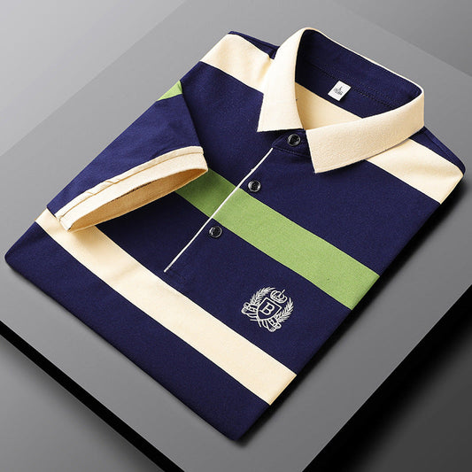 Briac | Polo Homme à Rayures Contrastées et Détail Brodé