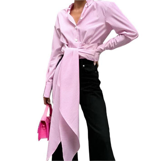 Camille | Chemise Longue à Nouer Manches Longues