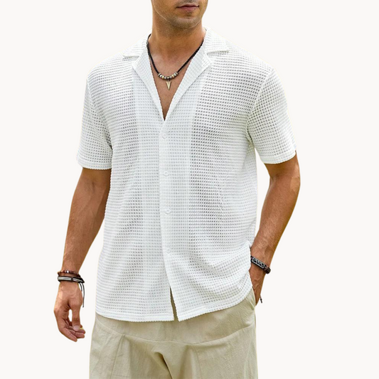 Enzo | Chemise à Col Ouvert en Maille Structurée pour Homme