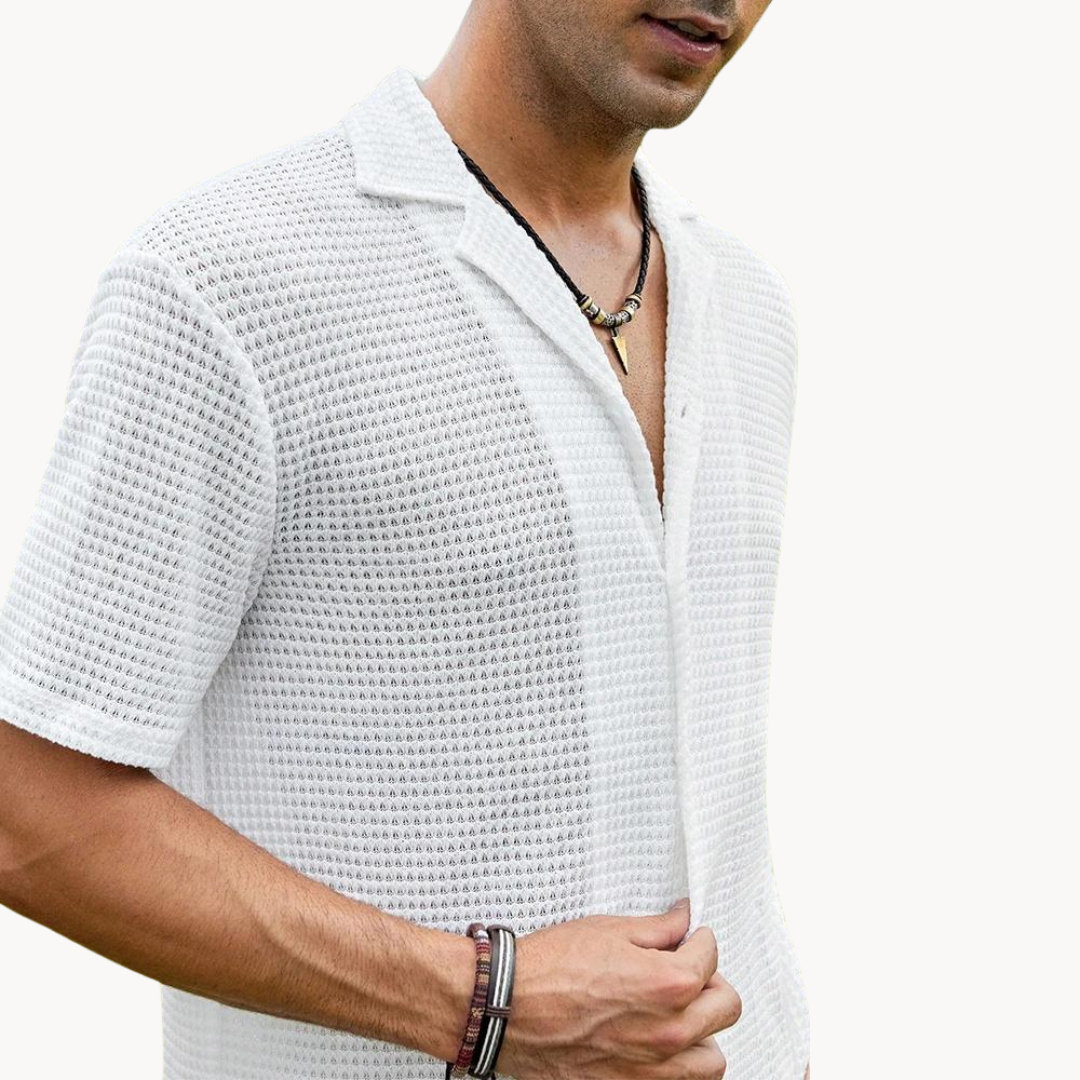 Enzo | Chemise à Col Ouvert en Maille Structurée pour Homme