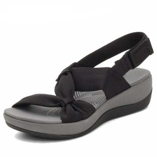 Amara | Sandales à Nœud pour Femme avec Semelle Compensée et Bride Élastique