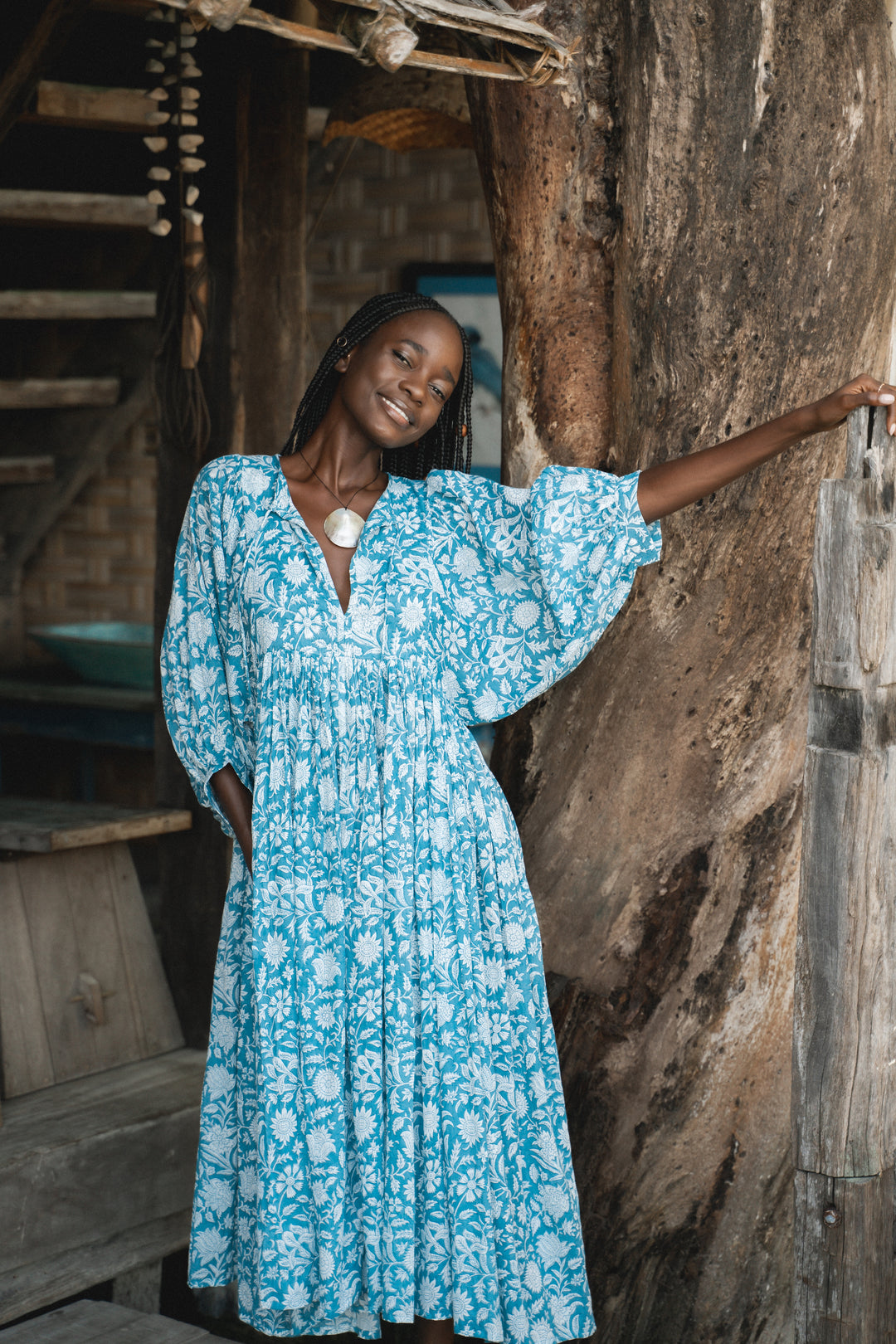 Maëlys | Robe bohème à imprimé végétal
