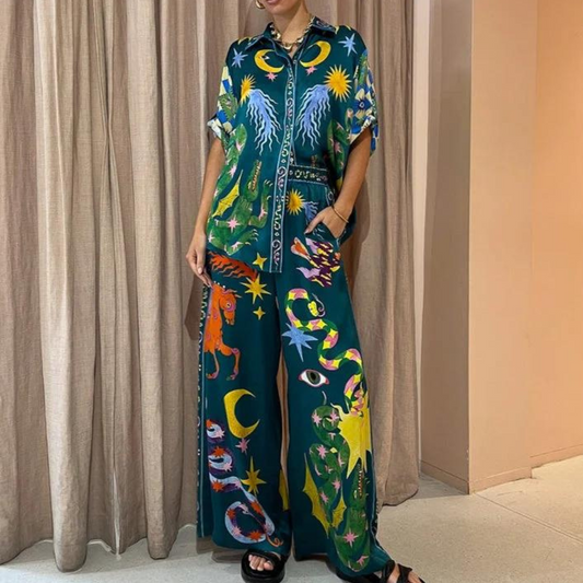 Isadora | Ensemble 2 Pièces à Imprimé Coloré et Coupe Ample