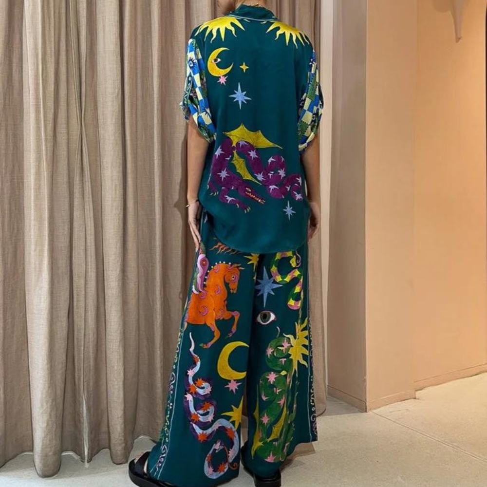 Isadora | Ensemble 2 Pièces à Imprimé Coloré et Coupe Ample