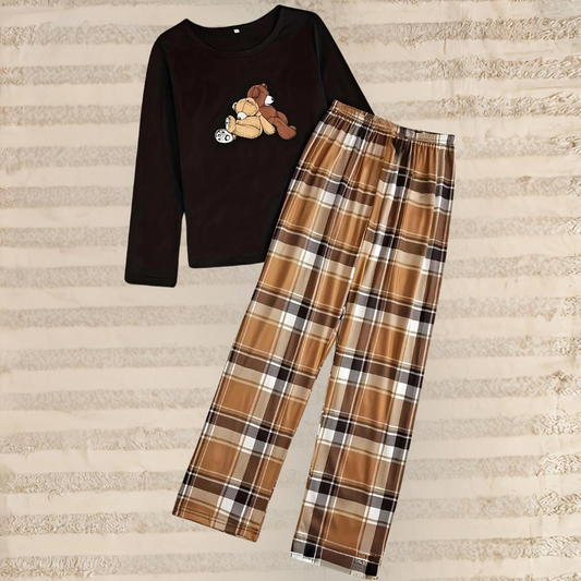 Léa | Ensemble Pyjama Ours et Carreaux pour Femmes