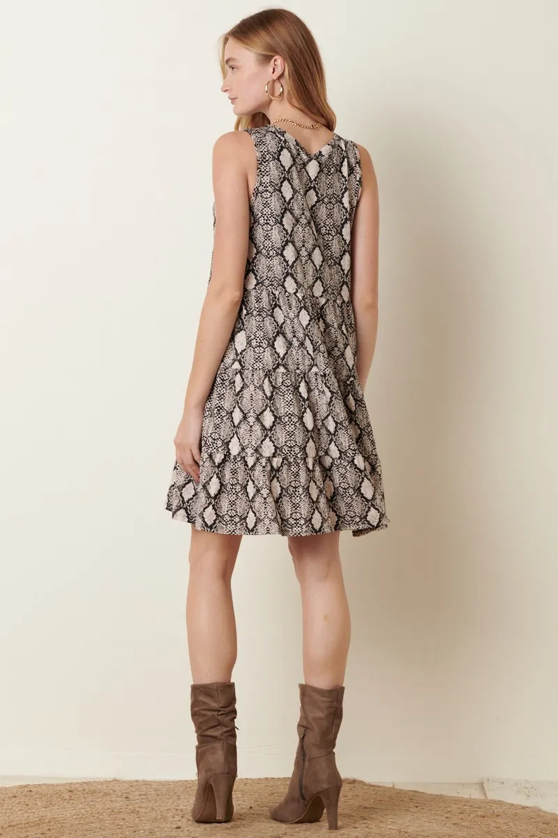 Léa | Robe Débardeur à Volants Imprimé Serpent