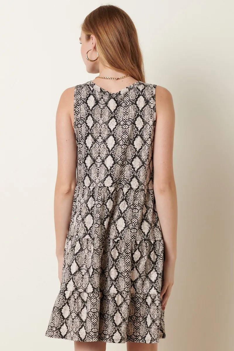 Léa | Robe Débardeur à Volants Imprimé Serpent
