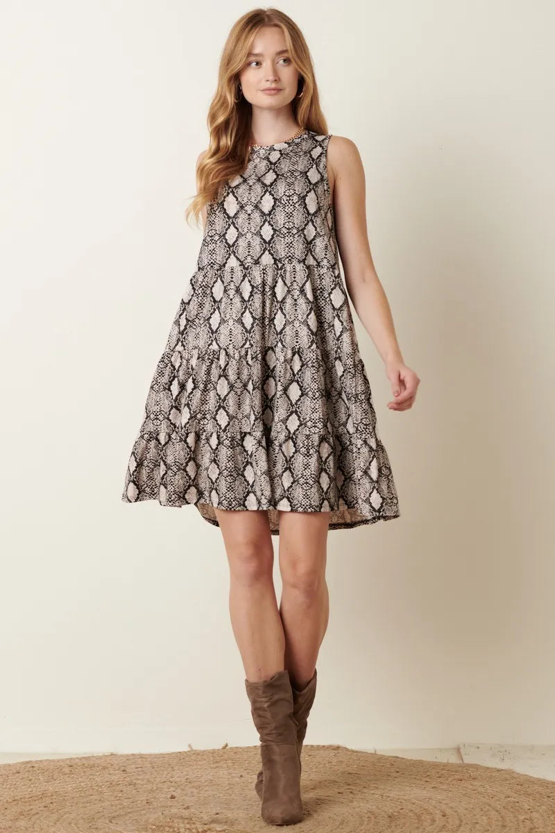 Léa | Robe Débardeur à Volants Imprimé Serpent