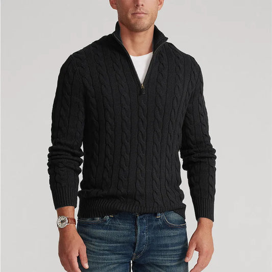 Lorenzo | Pull Torsadé à Demi-Fermeture Zippée pour Homme