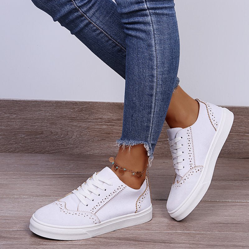 Margot | Sneakers Plates à Lacets en Suédine pour un Look Décontracté Chic