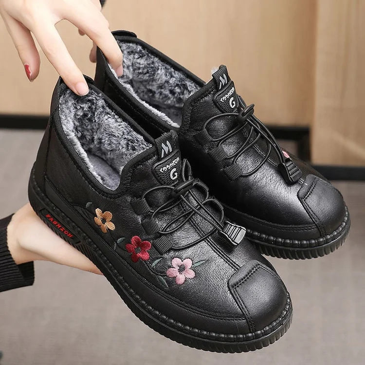 Mirella | Chaussures Doublées à Broderie Fleurie pour Femme