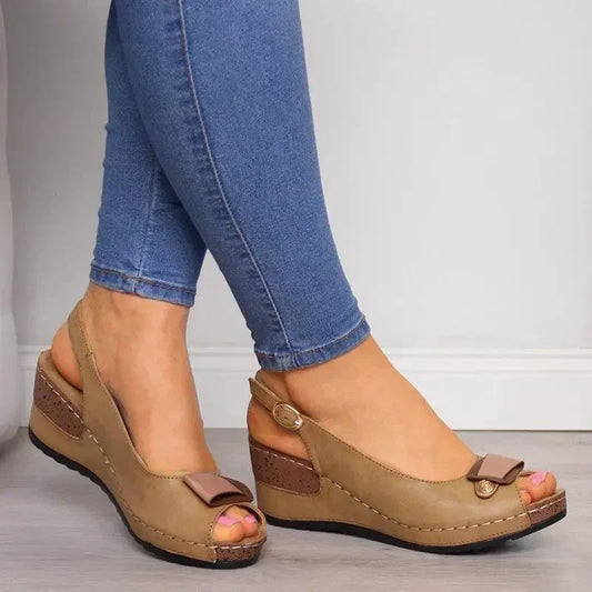 Nayla | Sandales Ouvertes à Talon Compensé pour Femme