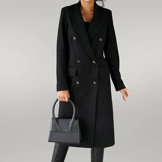 Élise | Manteau Long Élégant à Boutons pour Femmes