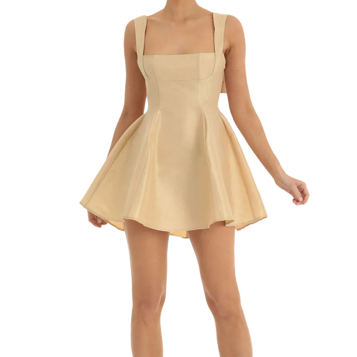 Céleste | Robe Évasée Dos Nu à Bretelles Nœud