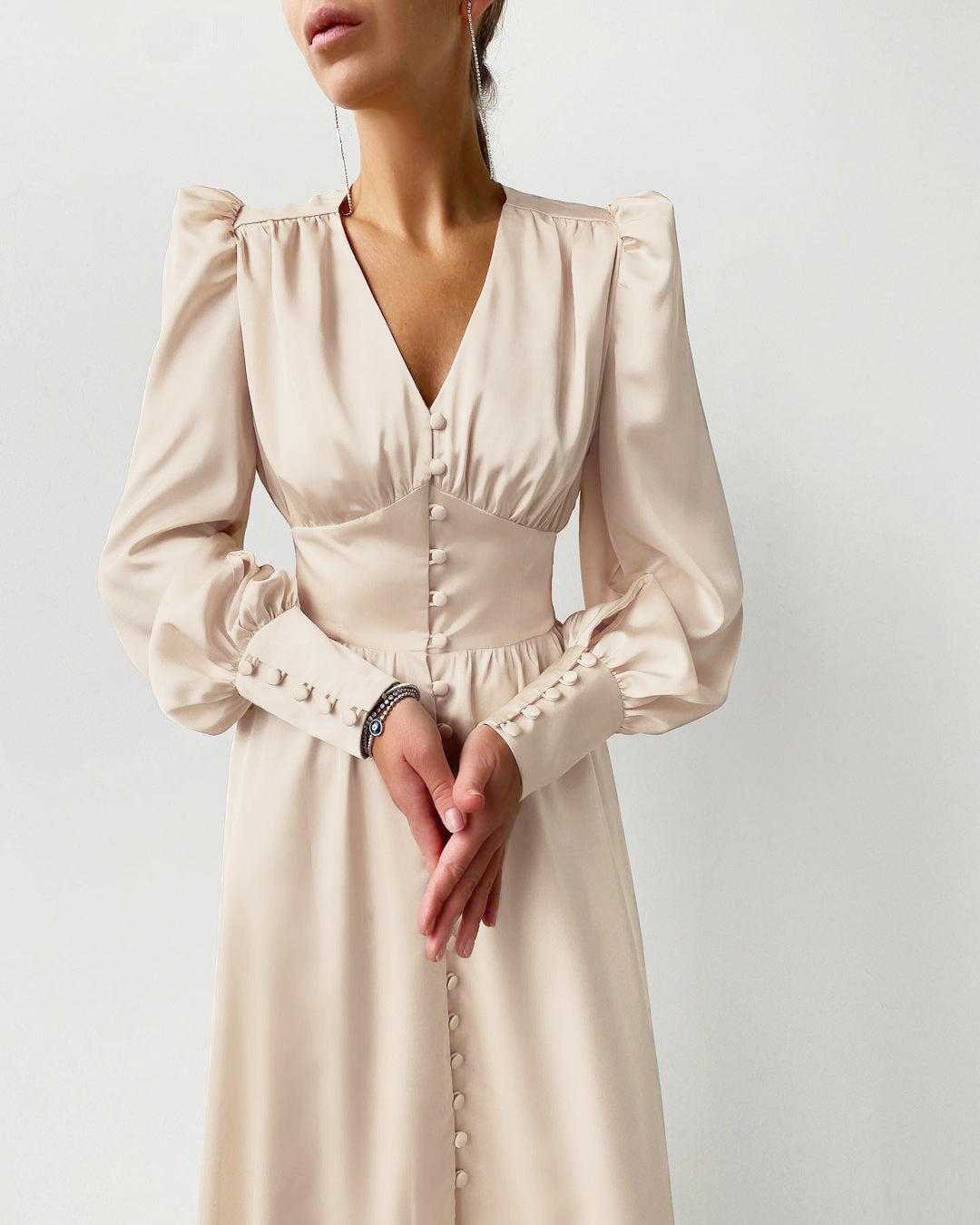 Oriane | Robe longue élégante en satin pour femme