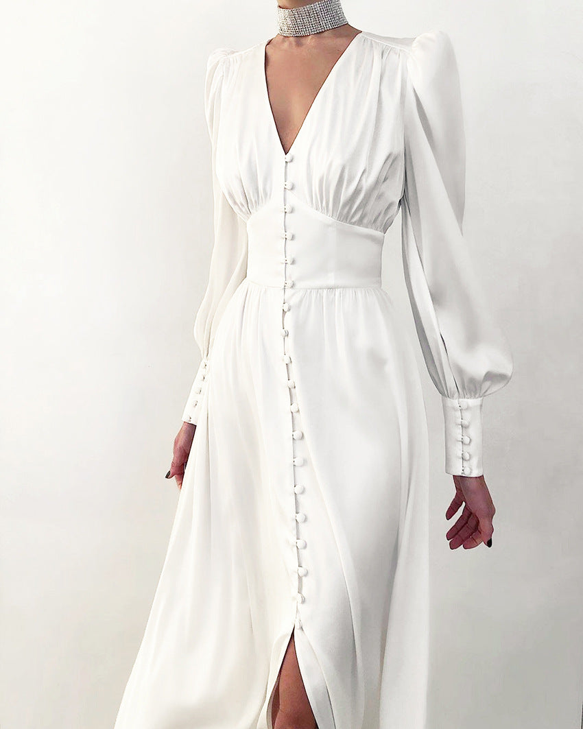 Oriane | Robe longue élégante en satin pour femme