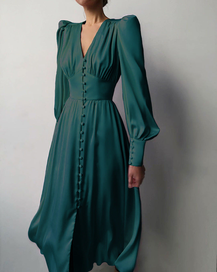 Oriane | Robe longue élégante en satin pour femme