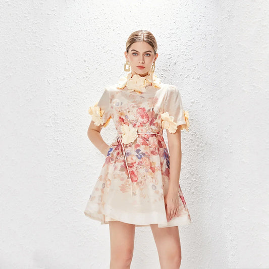 Clarisse | Robe Fleurie Mini à Volants