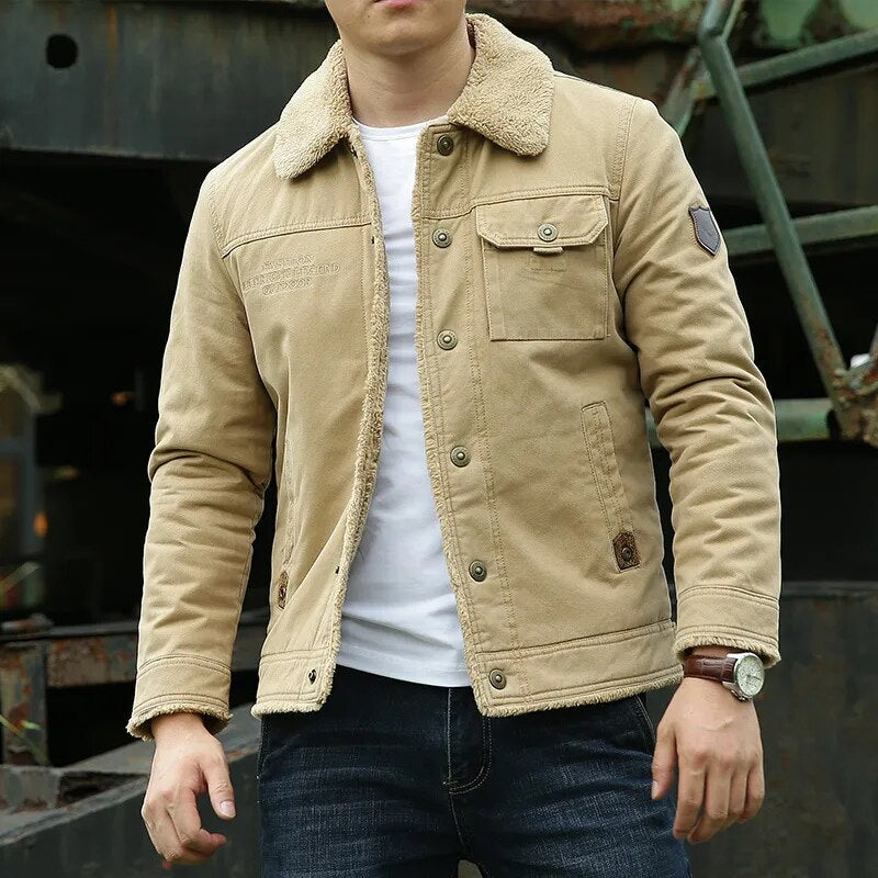 Soren | Veste Homme Doublée avec Col en Fourrure et Fermeture Boutonnée
