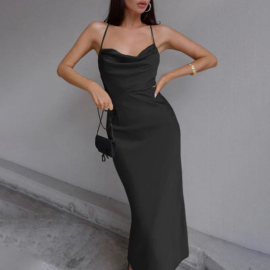 Selena | Robe Longue Satinée à Bretelles Fines pour Femme