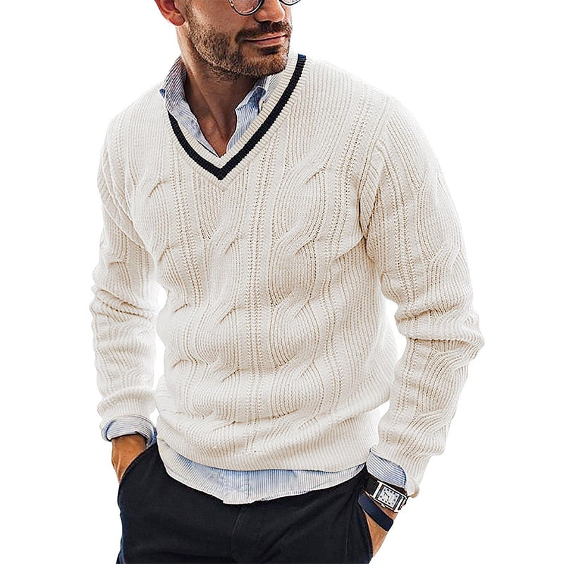 Adrien | Pull en Maille Structurée à Col V pour Hommes