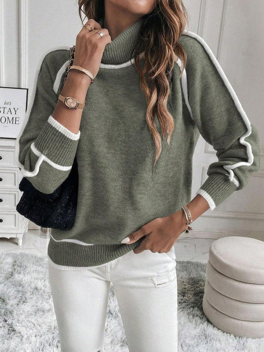 Sylva | Pull Col Roulé à Manches Rayées pour Femme