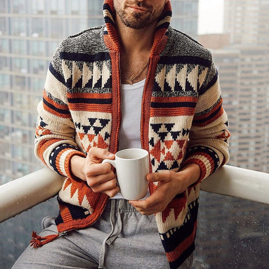 Teodoro | Gilet Tricoté à Motifs Ethniques pour Homme