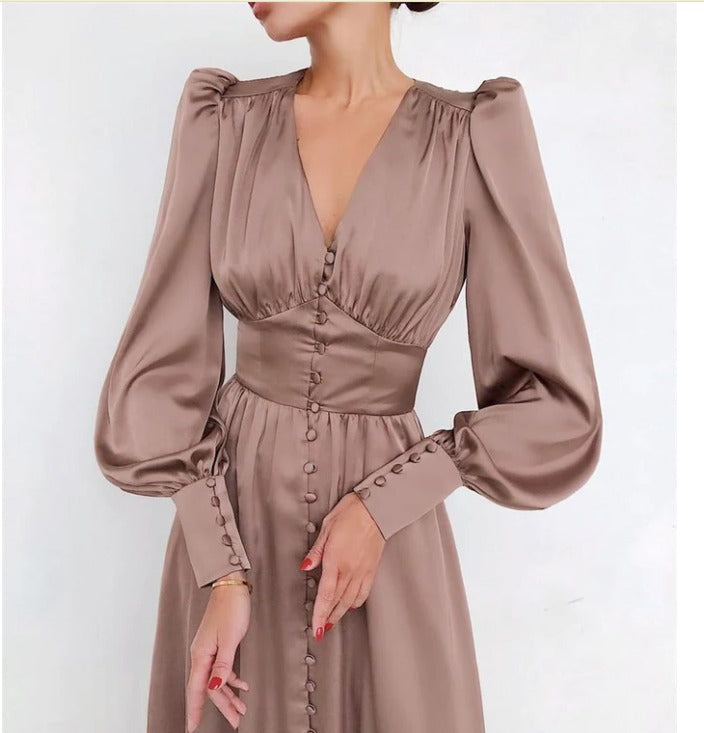 Oriane | Robe longue élégante en satin pour femme