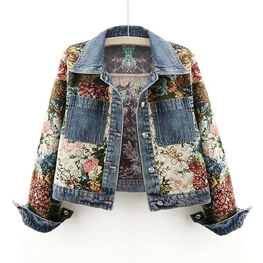 Ysoline | Veste en Jean à Motifs Floraux Tissés pour Femme