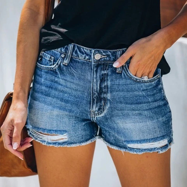 Liora | Short en Jean Déchiré Taille Haute pour Femme