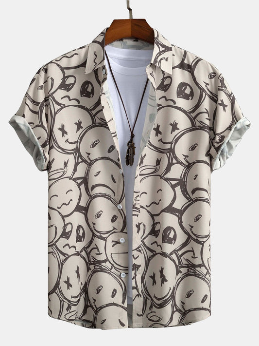 Léo | Chemise à Imprimé Smiley pour Hommes à Boutons