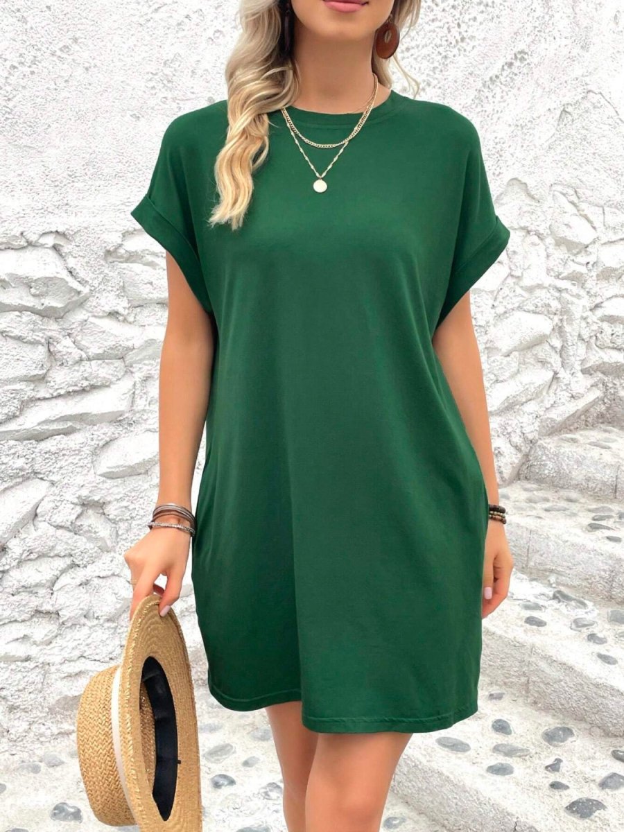 Éléa | Robe Mini à Col Rond et Manches Courtes au Style Doux et Moderne