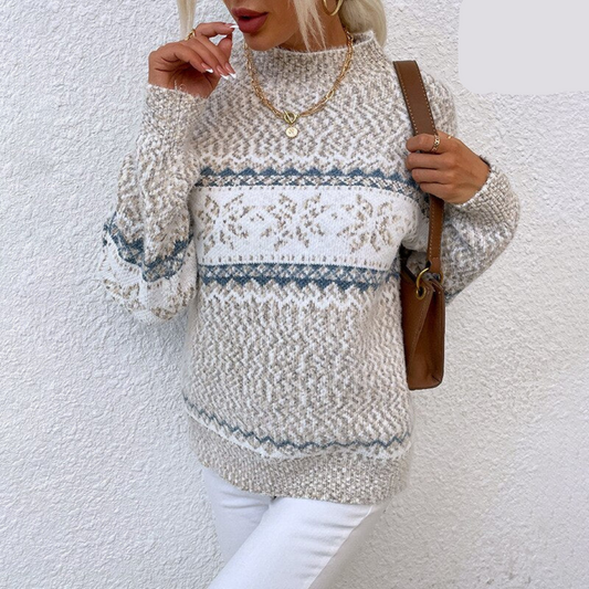 Éléna | Pull Hivernal Tricoté à Col Montant pour Femme