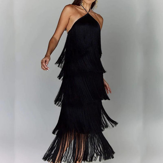 Élodie | Robe Halter à Franges pour Femme