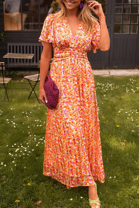 Amara | Robe Longue Fluide à Imprimé Coloré